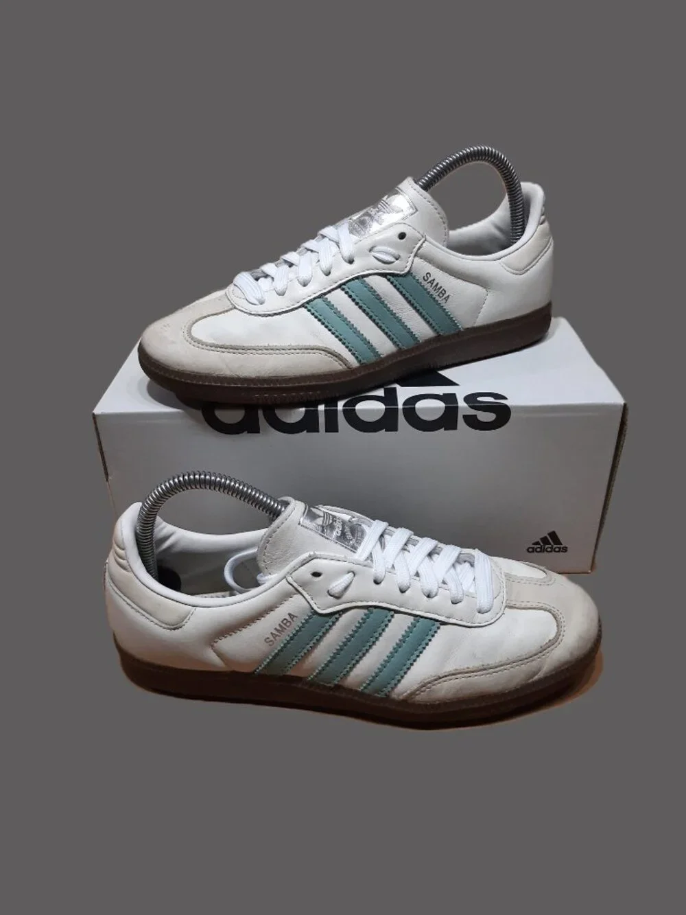 Adidas Samba Originals OG Womens Size 7.5 Ivory Green Brown Gum Sneakers (#2407) - Picture 2 of 14